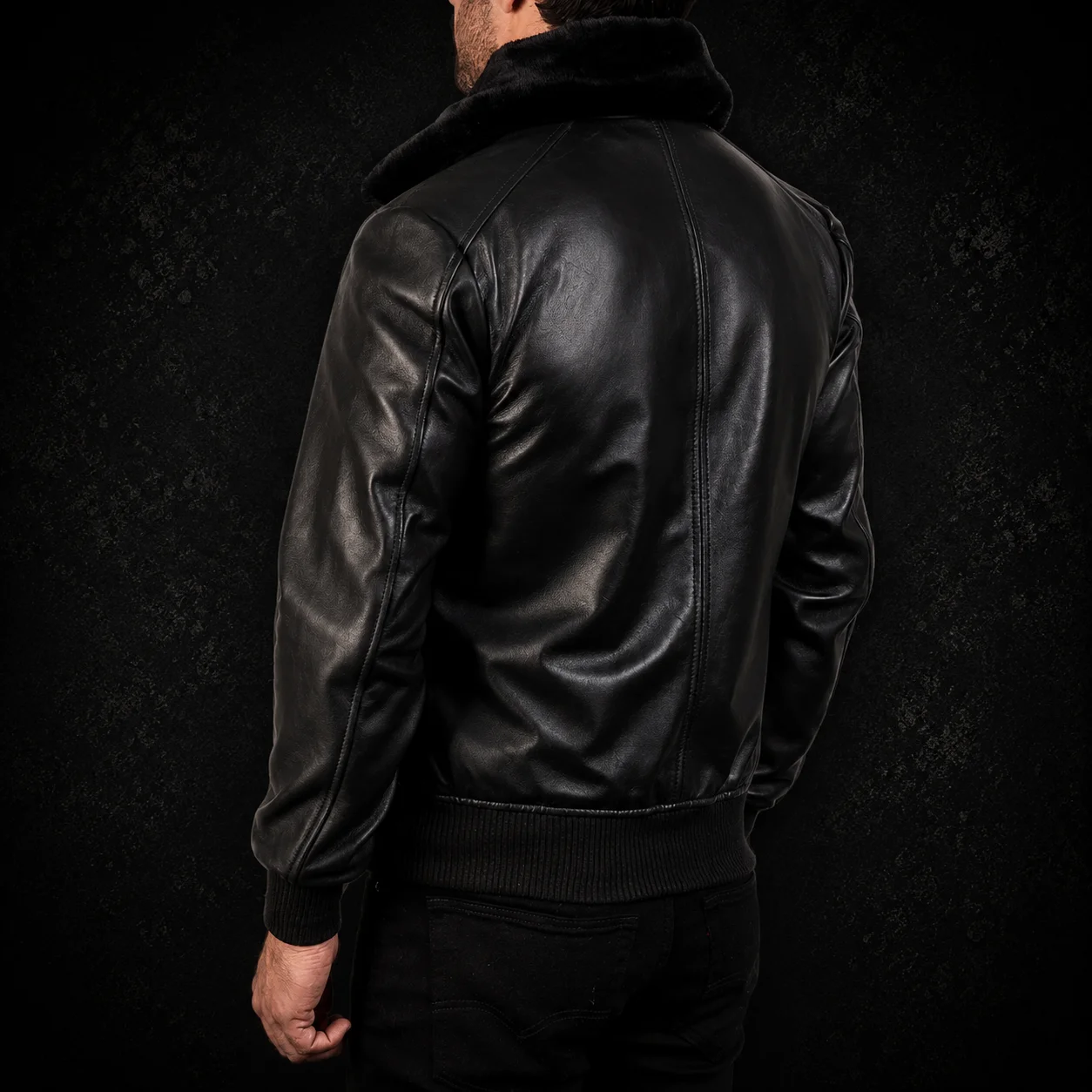 Sterling G-1 Black Leather Bomber Jacket alternate