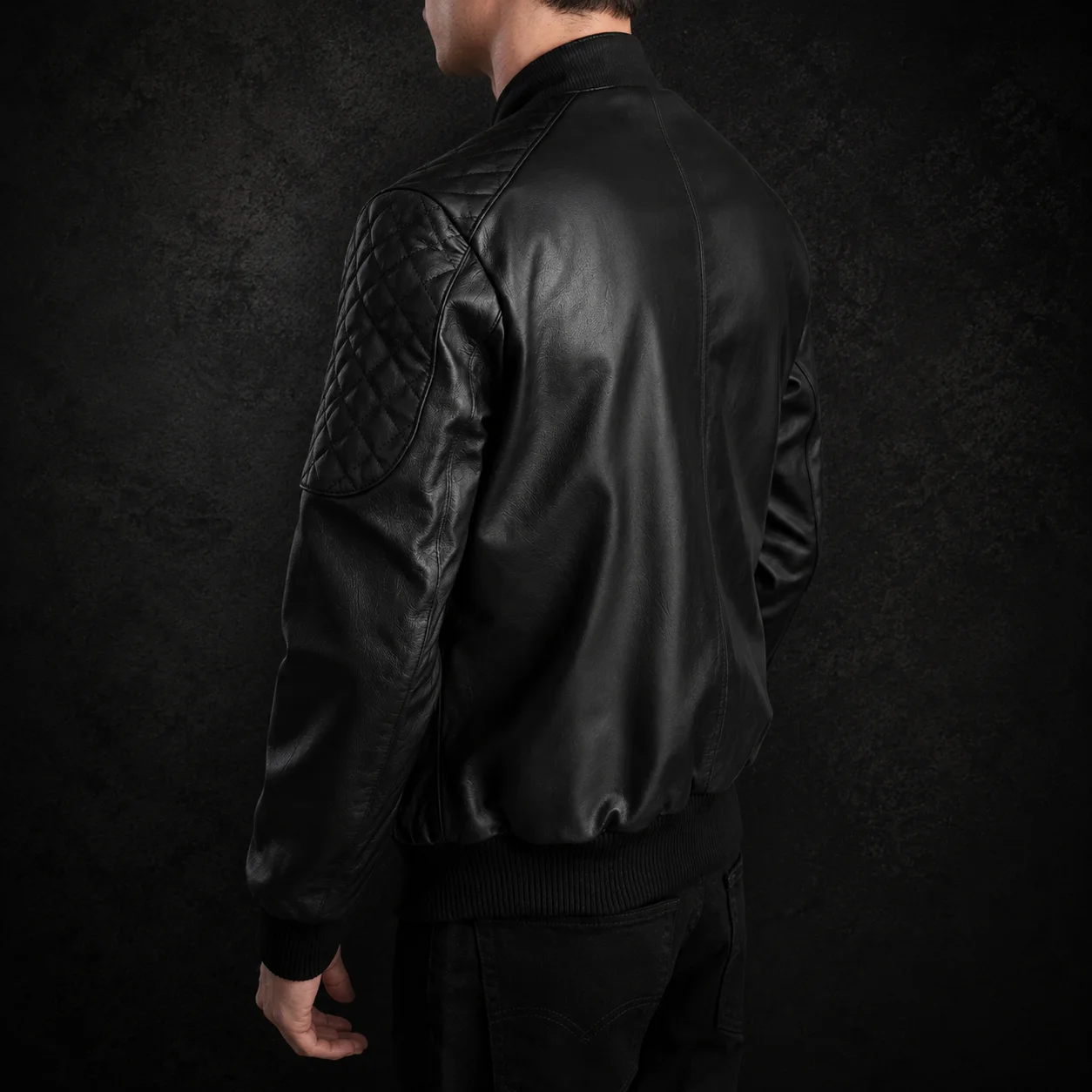 Grayson Black Leather Bomber Jacket alternate