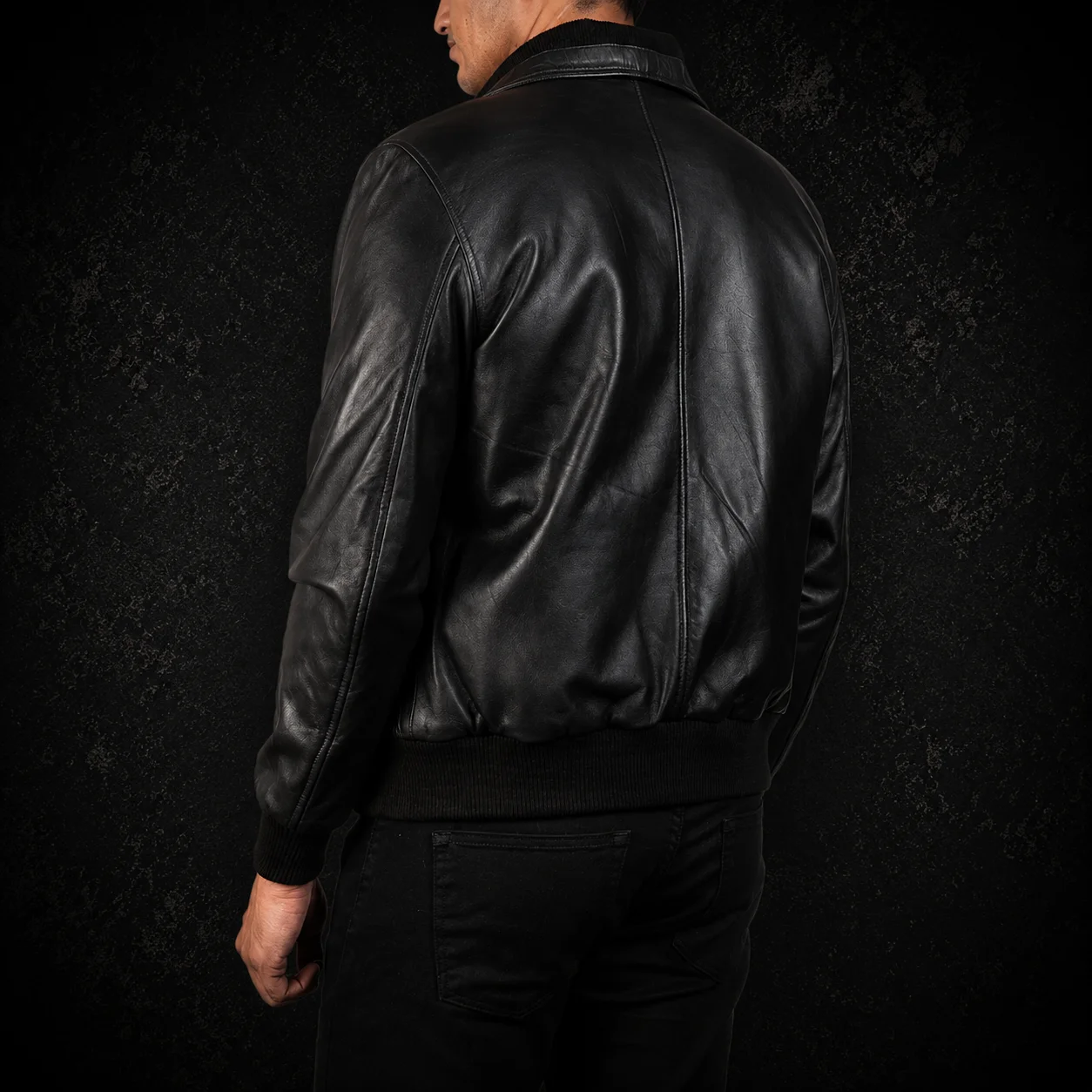 Alden Black Leather Bomber Jacket alternate