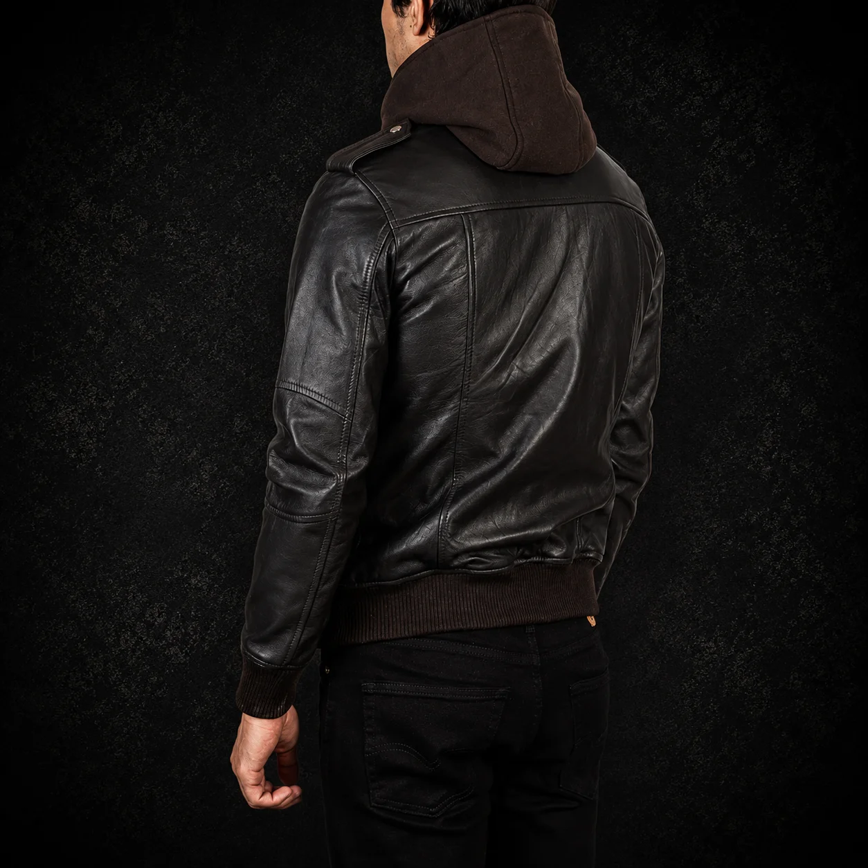 Kingston Brown Hooded Leather Bomber Jacket alternate