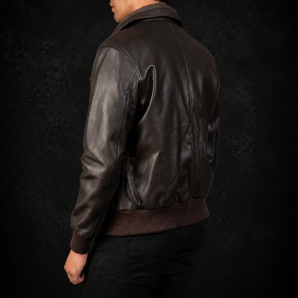 Air Rolf Brown Leather Bomber Jacket alternate