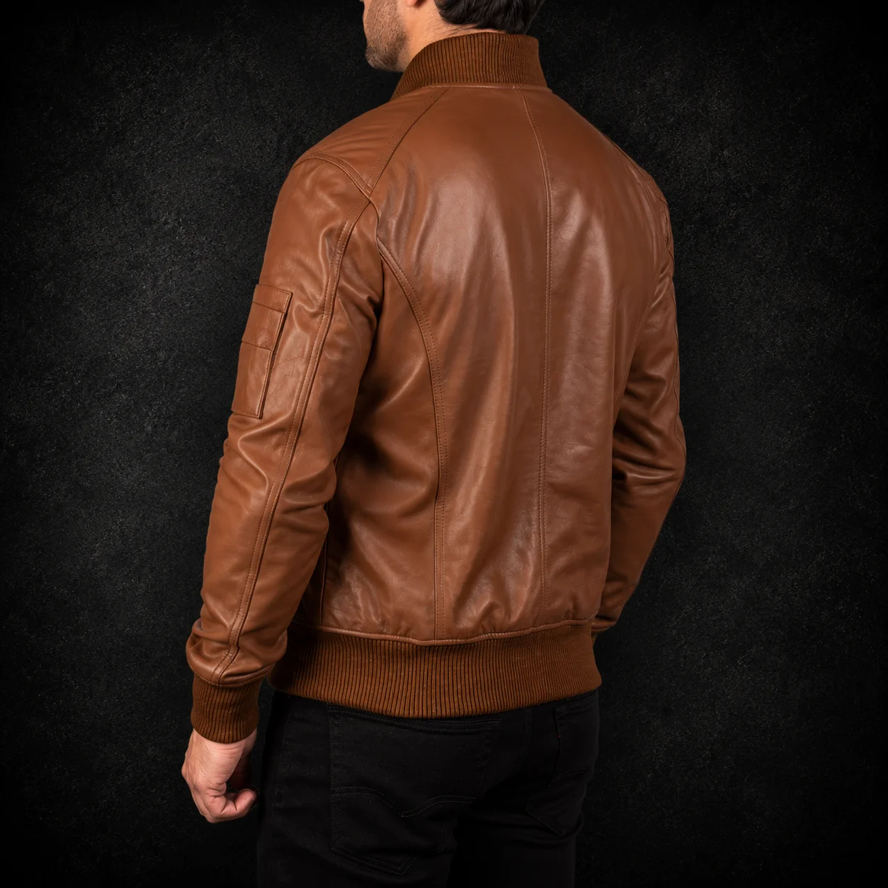 Easton MA-1 Brown Leather Bomber Jacket alternate