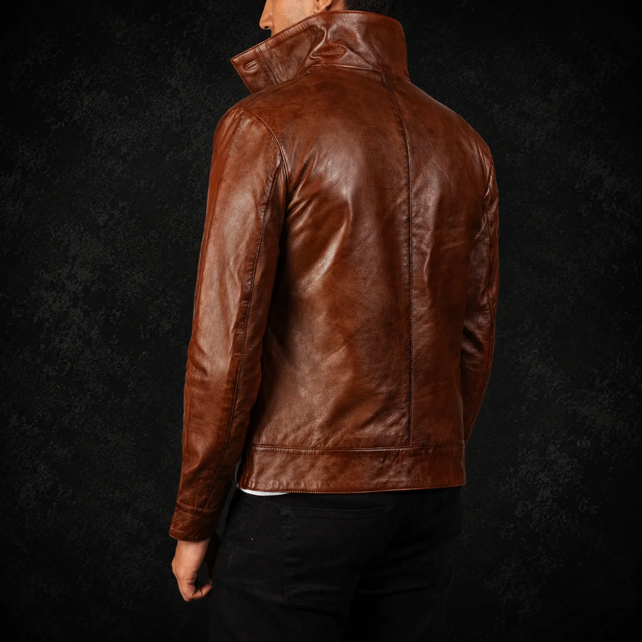 Preston Brown Leather Bomber Jacket alternate