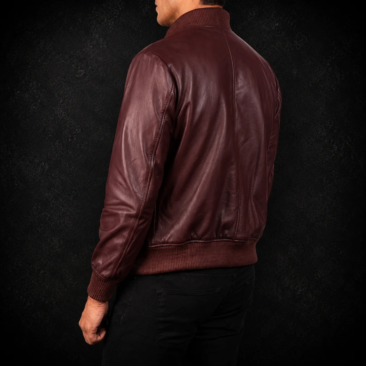 Shane Maroon Leather Bomber Jacket alternate