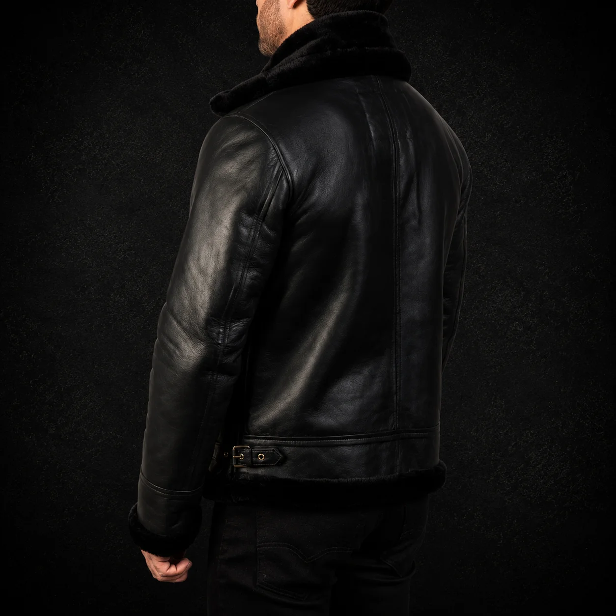 Francis B-3 Black Leather Bomber Jacket alternate