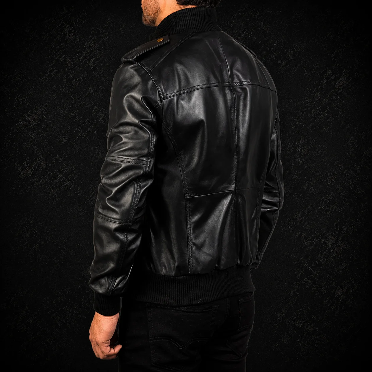 Ranger Black Leather Bomber Jacket alternate