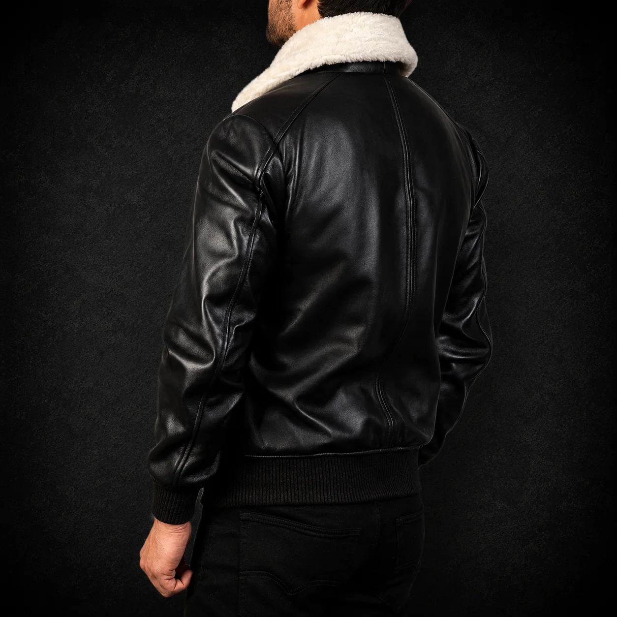 Sterling G-1 Black & White Leather Bomber Jacket alternate